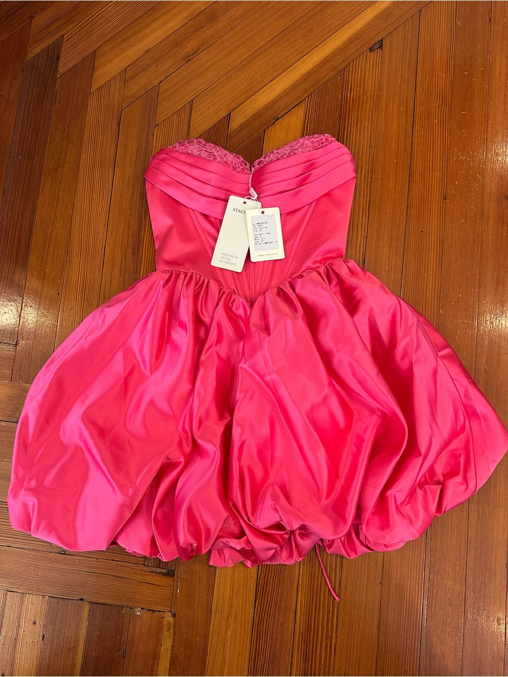 A-line Strapless Pink Sweatheart Corest Bubble Hem Dress